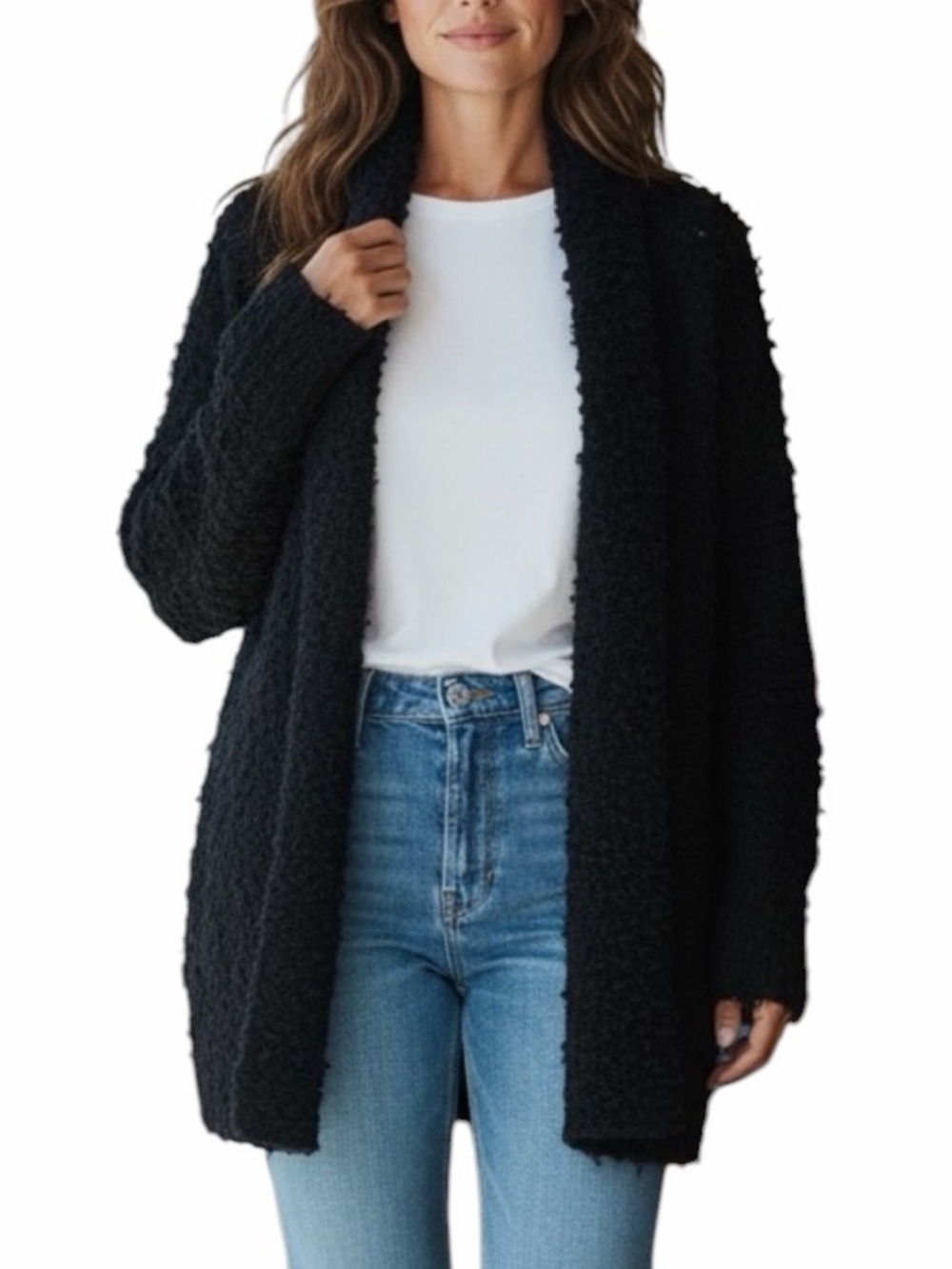 Akemi + Kin Anthropologie Bernadette Cozy Cardigan Shaggy Knit Open Front Small
